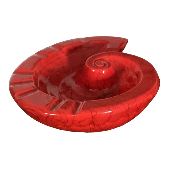 Hollywood Ceramics California Potteries Red Nautilus Seashell Ashtray MCM VTG - Picture 8 of 16